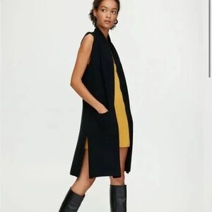 Aritzia, Wilfred “The Olive” Black Merino Wool, Open Sweater Vest
